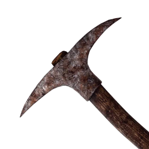 Basic Iron Pickaxe with a rusted metal head and wooden handle